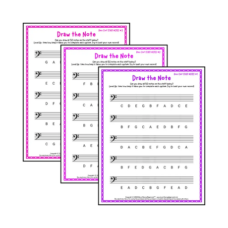 Draw the Note: Bass Clef Staff Notes Student Worksheet
