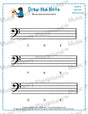 Bass clef note drawing music theory worksheet - printable PDF for students