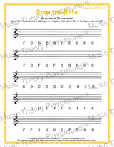 Draw the Note: Treble Clef CDEFG 1 / Worksheet + Answer Key Student Worksheet