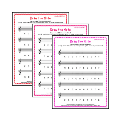 Draw the Note: Treble Clef EGBDF Student Worksheet