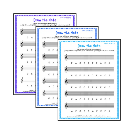 Draw the Note: Treble Clef FACE Student Worksheet