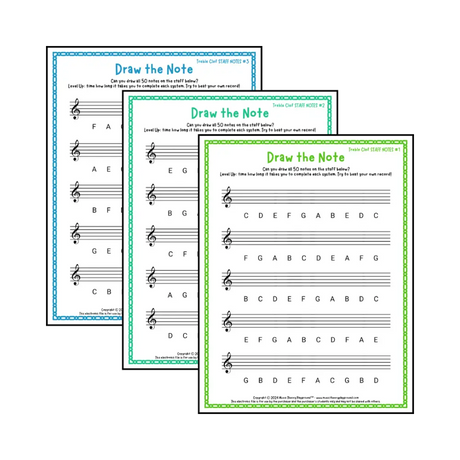 Draw the Note: Treble Clef Staff Notes Student Worksheet