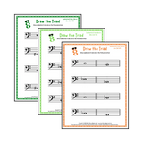 Bass clef augmented triad music worksheets - printable PDFs