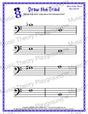 Bass clef minor triad music worksheet - printable PDF