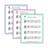 Treble clef augmented triad music worksheets - printable PDFs