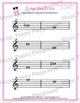 Treble clef diminished triad music worksheet - printable PDF
