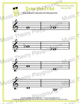 Treble clef diminished triad music worksheet - printable PDF