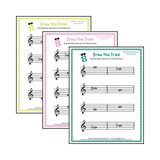 Treble clef diminished triad music worksheets - printable PDFs