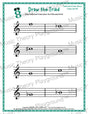 Treble clef diminished triad music worksheet - printable PDF