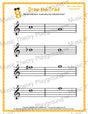 Treble clef major triad music worksheet - printable PDF