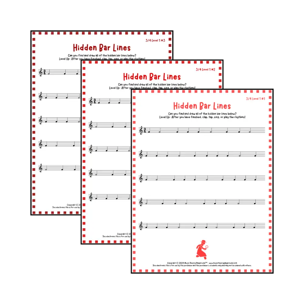 Hidden Bar Lines: 3/4 Level 1 Student Worksheet