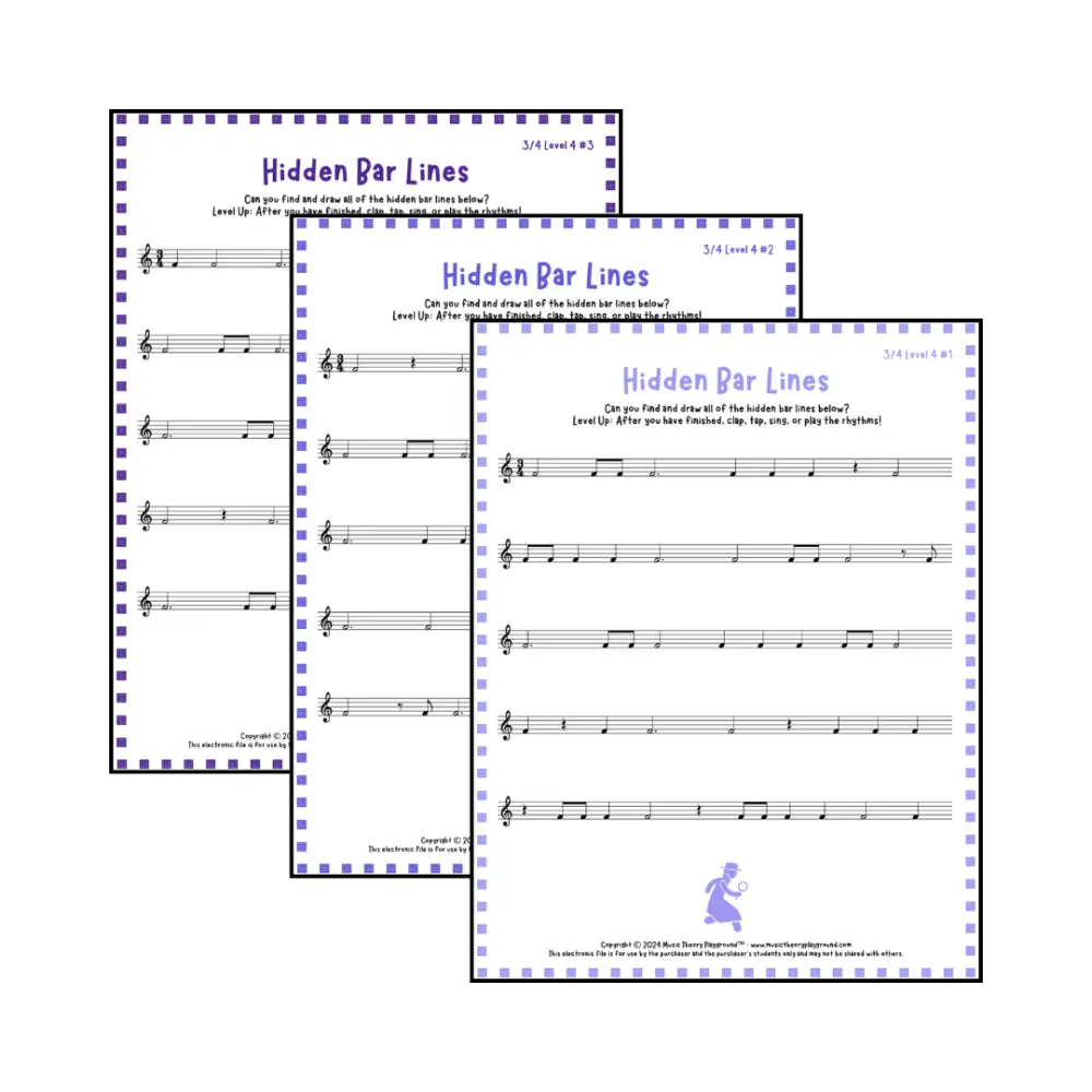 Hidden Bar Lines: 3/4 Level 4 Student Worksheet