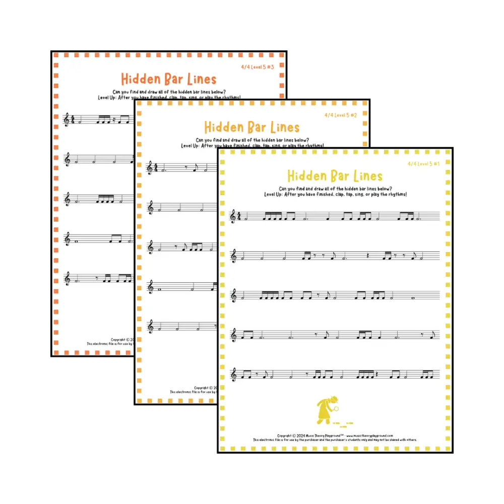 Hidden Bar Lines: 4/4 Level 5 Student Worksheet