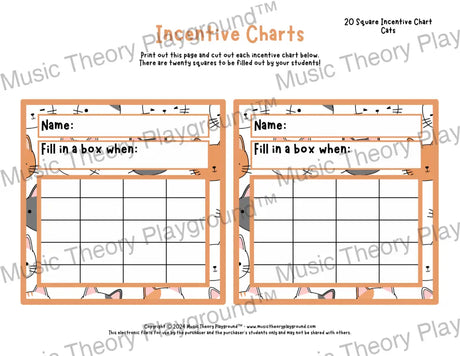 Incentive Chart - 20 Square: Animals & Insects Cats Teacher Resource