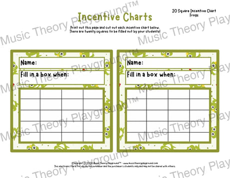 Incentive Chart - 20 Square: Animals & Insects Frogs Teacher Resource