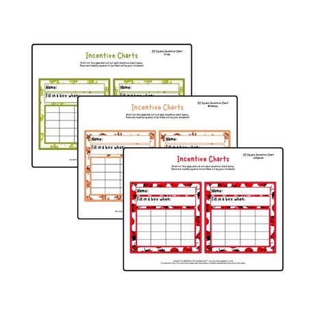 Incentive Chart - 20 Square: Animals & Insects Teacher Resource