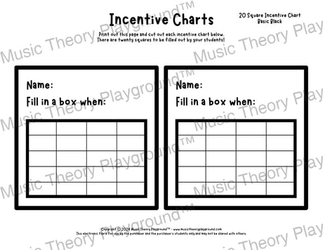 Incentive Chart - 20 Square (Basic Colour) Black Teacher Resource