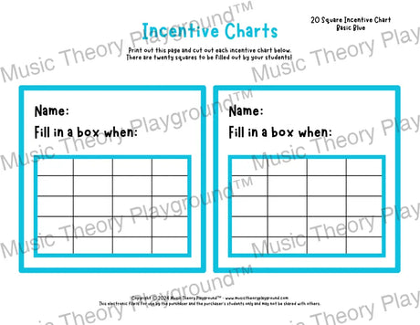 Incentive Chart - 20 Square (Basic Colour) Blue Teacher Resource