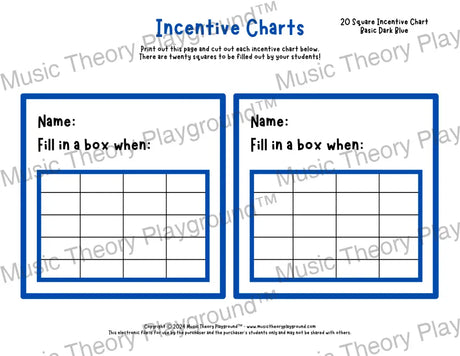 Incentive Chart - 20 Square (Basic Colour) Dark Blue Teacher Resource