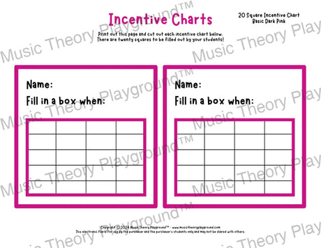 Incentive Chart - 20 Square (Basic Colour) Dark Pink Teacher Resource