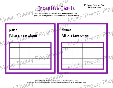 Incentive Chart - 20 Square (Basic Colour) Dark Purple Teacher Resource