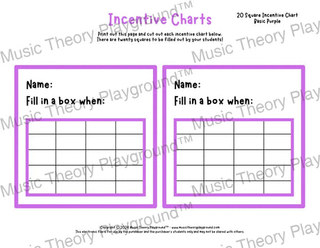 Incentive Chart - 20 Square (Basic Colour) Purple Teacher Resource