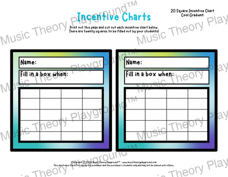 Incentive Chart - 20 Square: Gradient Cool Teacher Resource