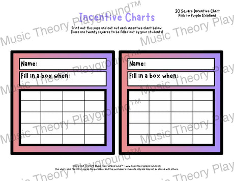 Incentive Chart - 20 Square: Gradient Pink to Purple Teacher Resource