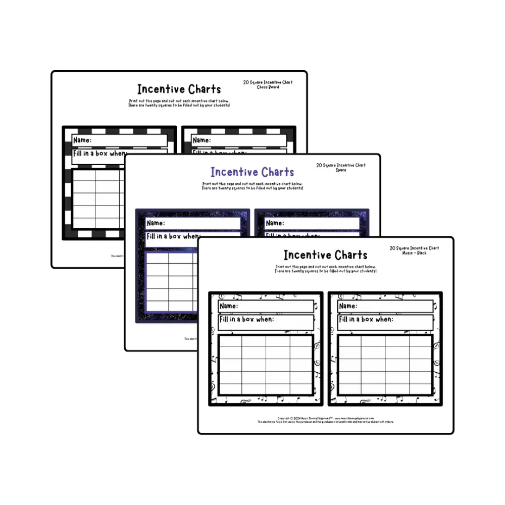 Incentive Chart - 20 Square: Hobbies Teacher Resource