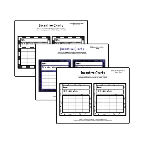 Incentive Chart - 20 Square: Hobbies Teacher Resource