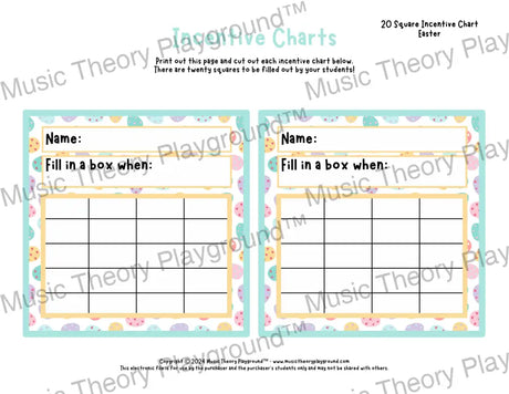 Incentive Chart - 20 Square: Holiday Easter Teacher Resource