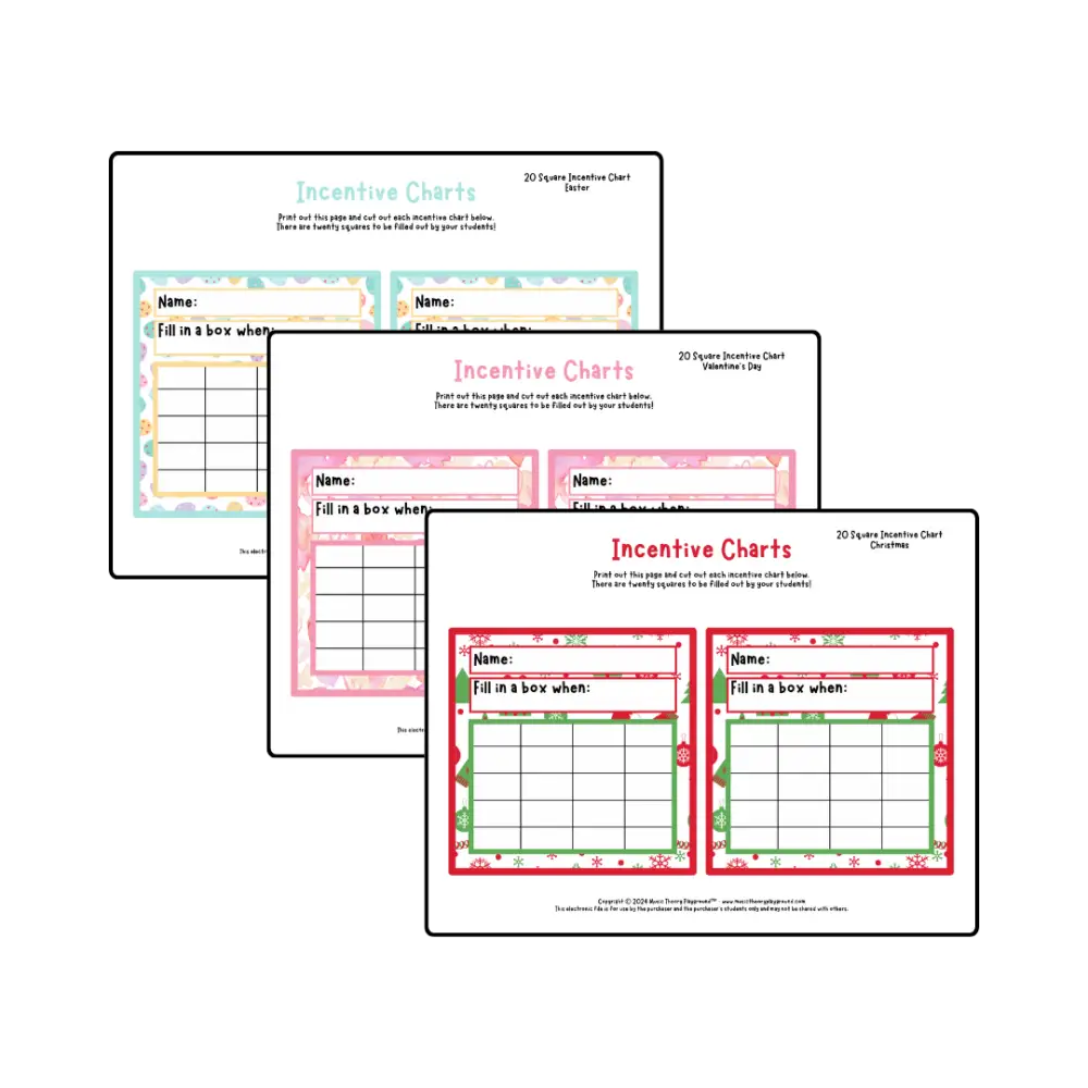 Incentive Chart - 20 Square: Holiday Teacher Resource
