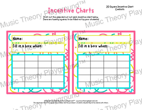 Incentive Chart - 20 Square: Pattern Fun Confetti Teacher Resource