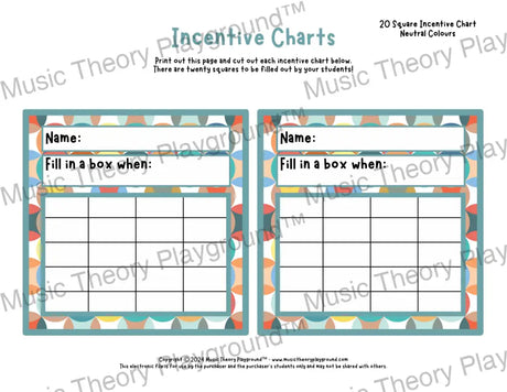 Incentive Chart - 20 Square: Pattern Fun Neutral Colours Teacher Resource