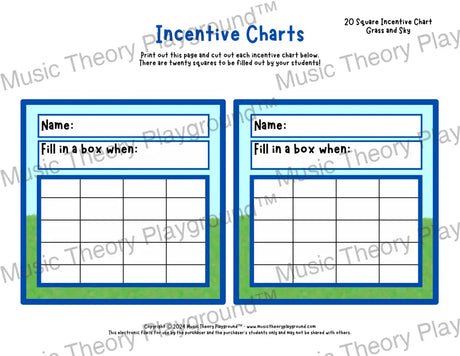 Incentive Chart - 20 Square: Season Weather Grass and Sky Teacher Resource