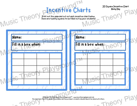 Incentive Chart - 20 Square: Season Weather Rainy Day Teacher Resource