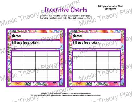 Incentive Chart - 20 Square: Season Weather Spring Floral Teacher Resource