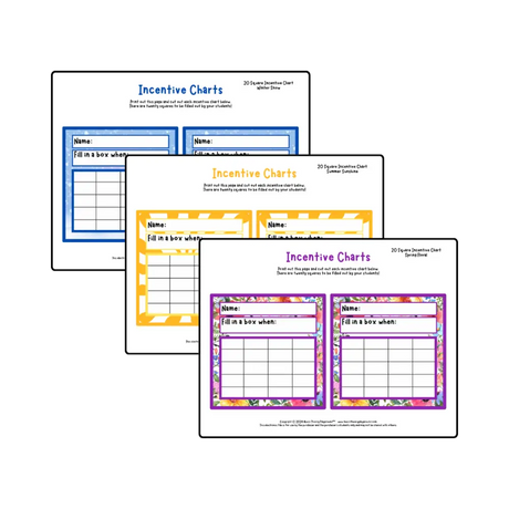 Incentive Chart - 20 Square: Season, Weather Teacher Resource