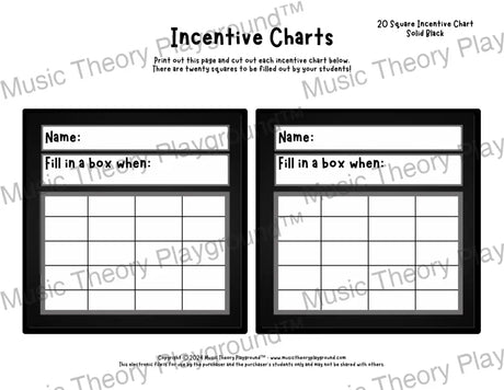 Incentive Chart - 20 Square (Solid Colour) Black Teacher Resource