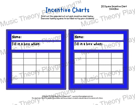 Incentive Chart - 20 Square (Solid Colour) Blue Teacher Resource