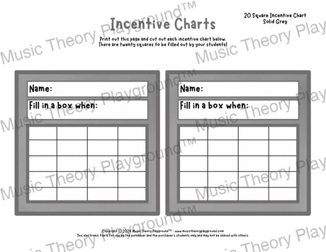 Incentive Chart - 20 Square (Solid Colour) Grey Teacher Resource