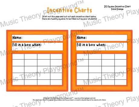 Incentive Chart - 20 Square (Solid Colour) Orange Teacher Resource