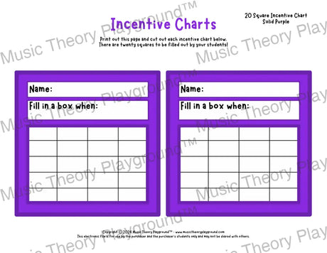 Incentive Chart - 20 Square (Solid Colour) Purple Teacher Resource