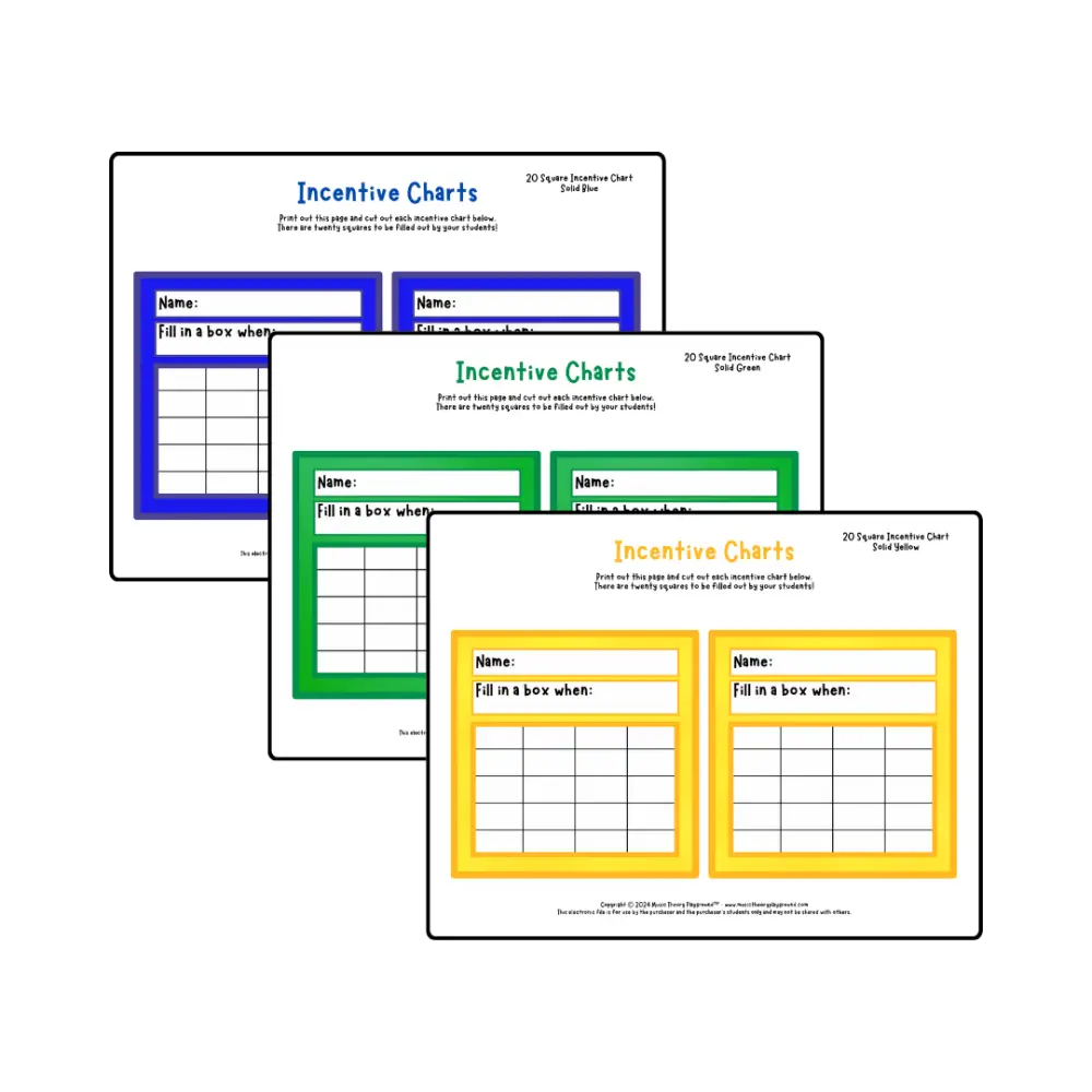 Incentive Chart - 20 Square (Solid Colour) Teacher Resource