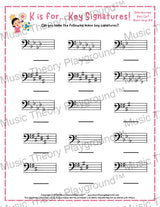 K is for… Key Signatures! Bass Clef Major Collection 2 Knight / Worksheet + Answer Key Student Worksheet