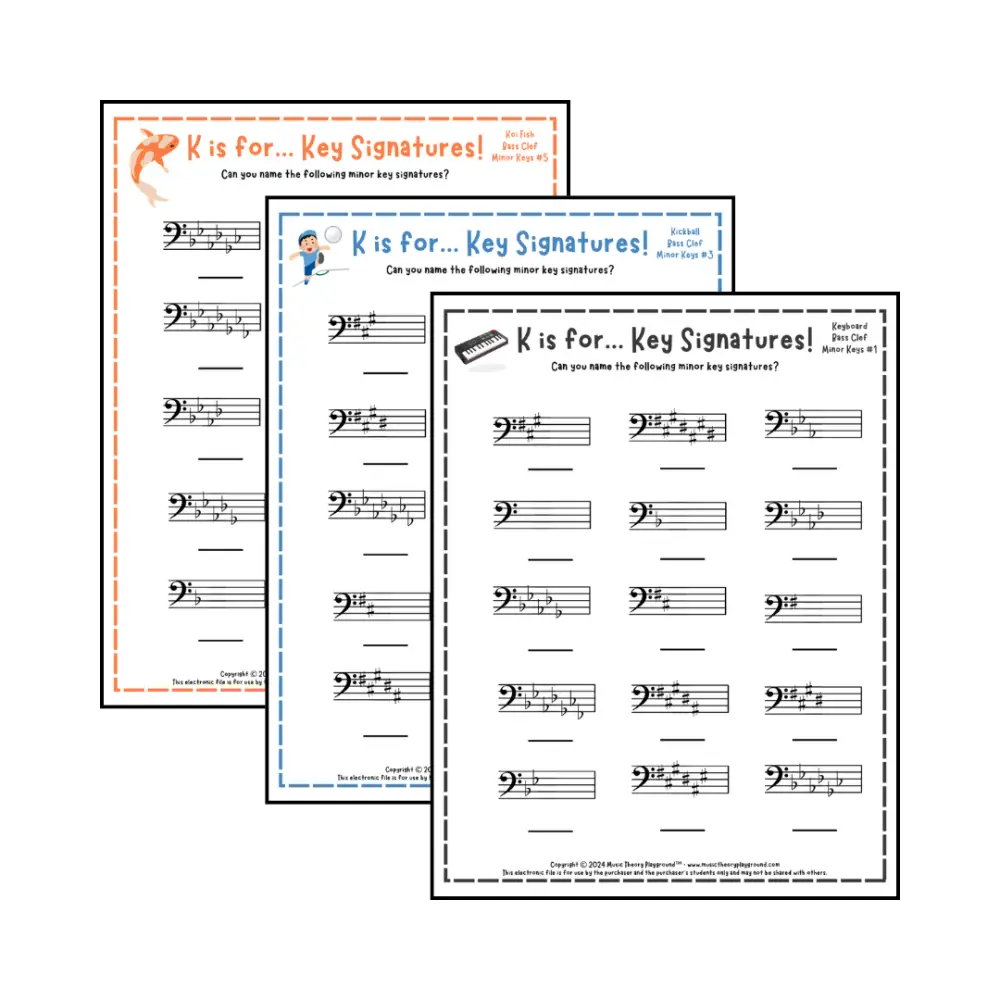 K is for… Key Signatures! Bass Clef Major Collection 2 Student Worksheet