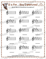 K is for… Key Signatures! Treble Clef Minor Collection 1 Kale / Worksheet + Answer Key Student Worksheet