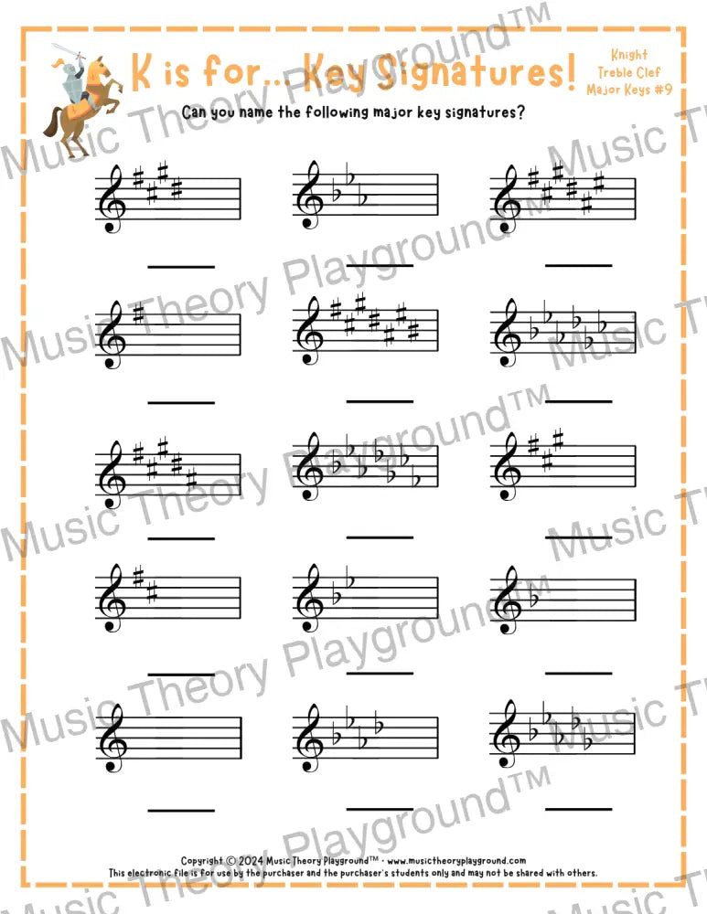 K is for… Key Signatures! Treble Clef Minor Collection 1 Kaleidescope / Worksheet + Answer Key Student Worksheet