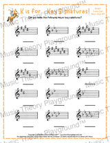 K is for… Key Signatures! Treble Clef Minor Collection 1 Kaleidescope / Worksheet + Answer Key Student Worksheet