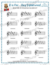 K is for… Key Signatures! Treble Clef Minor Collection 1 Keyboard / Worksheet + Answer Key Student Worksheet